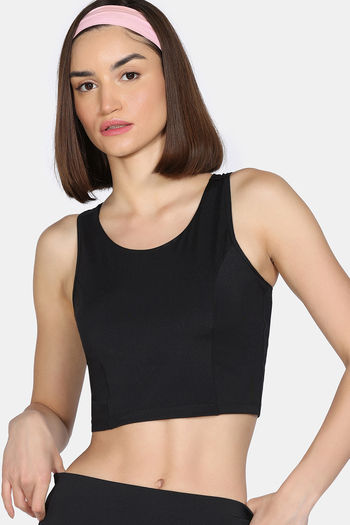Buy Zelocity Medium Impact Longline Padded Sports Bra - Jet Black